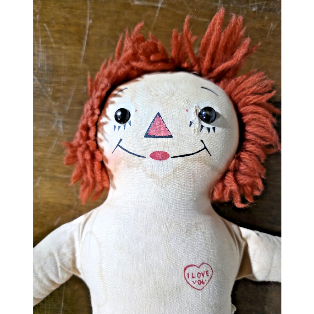 Georgene Raggedy Ann Andy Vtg 13in Awake Asleep Outlined Nose Pair 1940s Gruelle - Picture 12 of 16